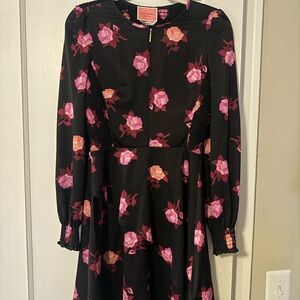 Kate Spade Black Dress with Pink Floral Accents